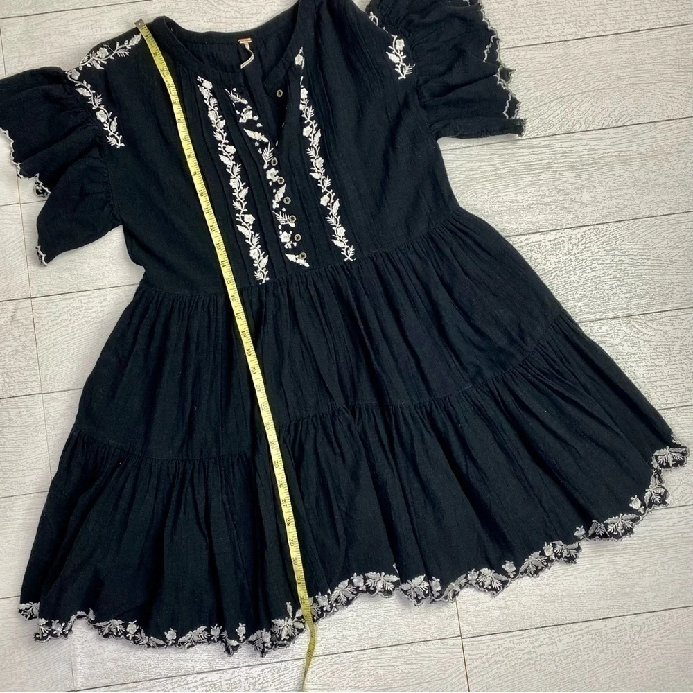 Free People Santiago Dress black white embroidered size XS